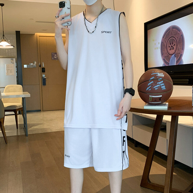 Men's Basketball Sports Suit - Adult Short Sleeve Vest Leisure Wear