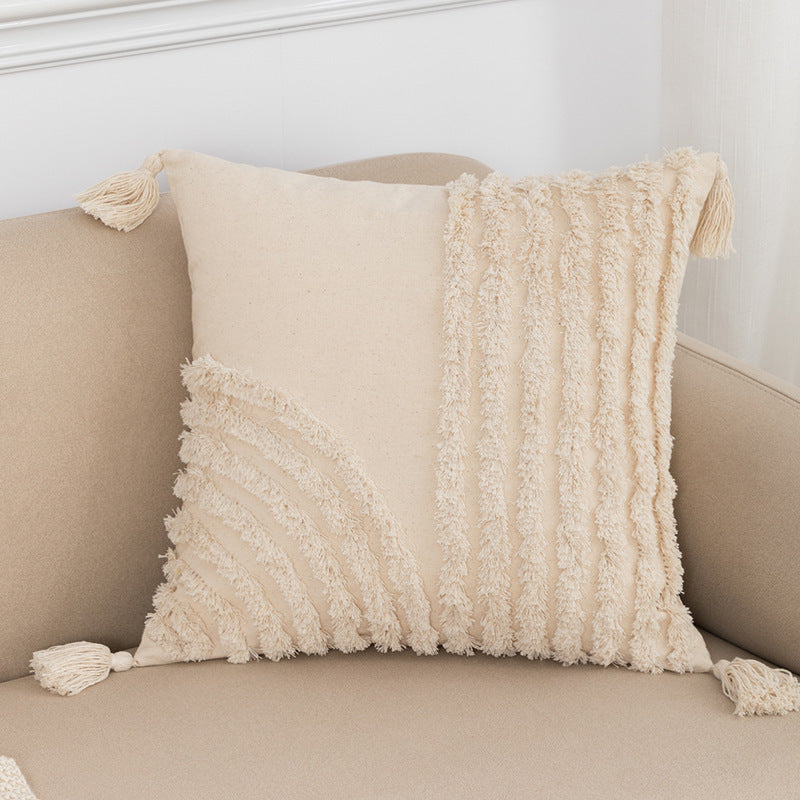 Home Fashion Bohemian Cotton Tufted Embroidery Pillowcase