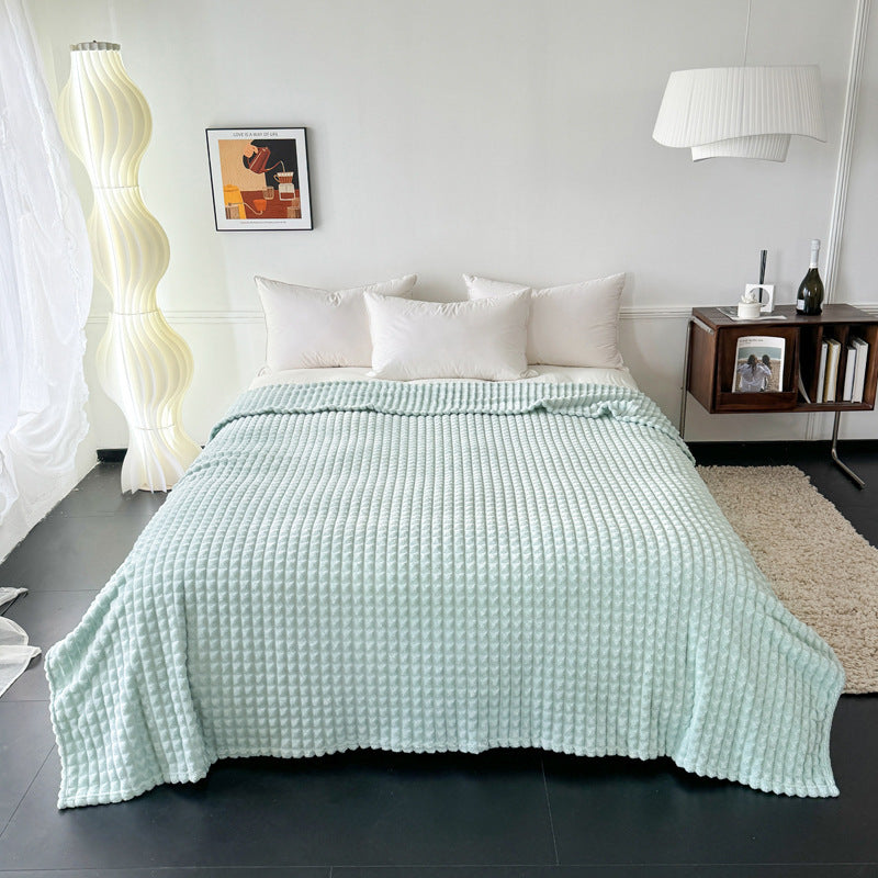 Cut Plaid Rabbit Plush Double-sided Velvet Milk Fiber Flannel Single Gift Blanket