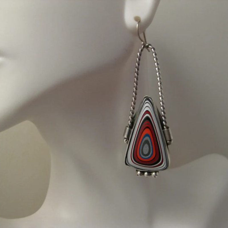 Red Striped Enamel Earrings T Ornament