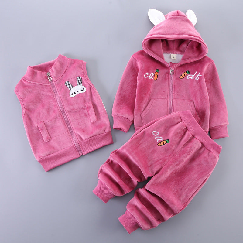 Adorable Baby Three-Piece Set - Cozy Top, Pants & Vest Outfit