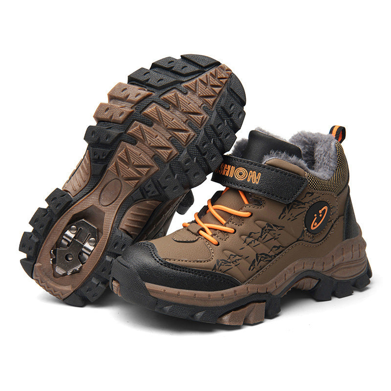 Boys Cotton Hiking Shoes - Brown Color Multiple Sizes Kids Footwear