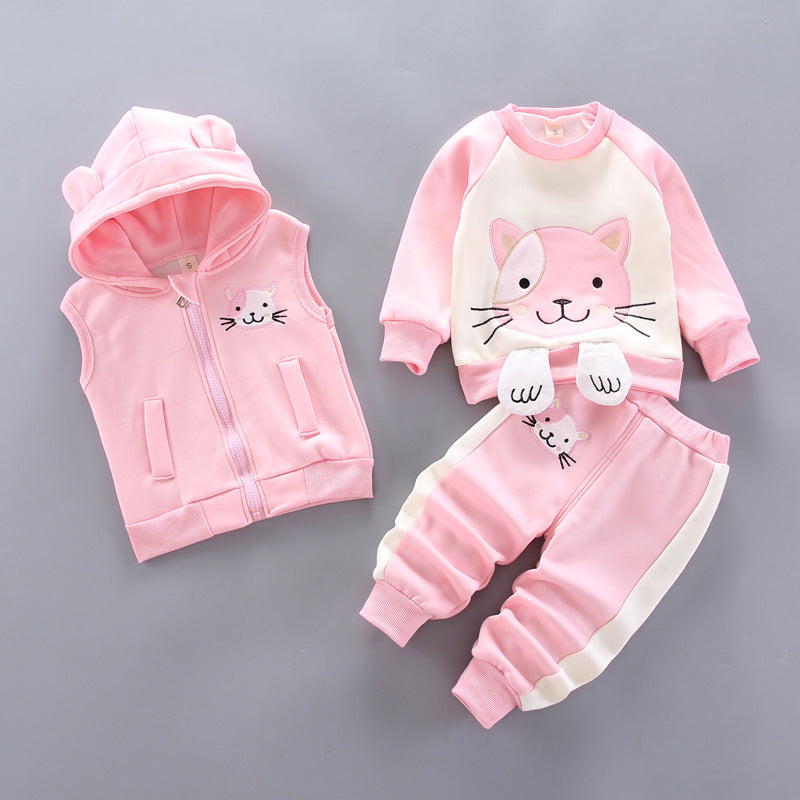 Adorable Baby Three-Piece Set - Cozy Top, Pants & Vest Outfit