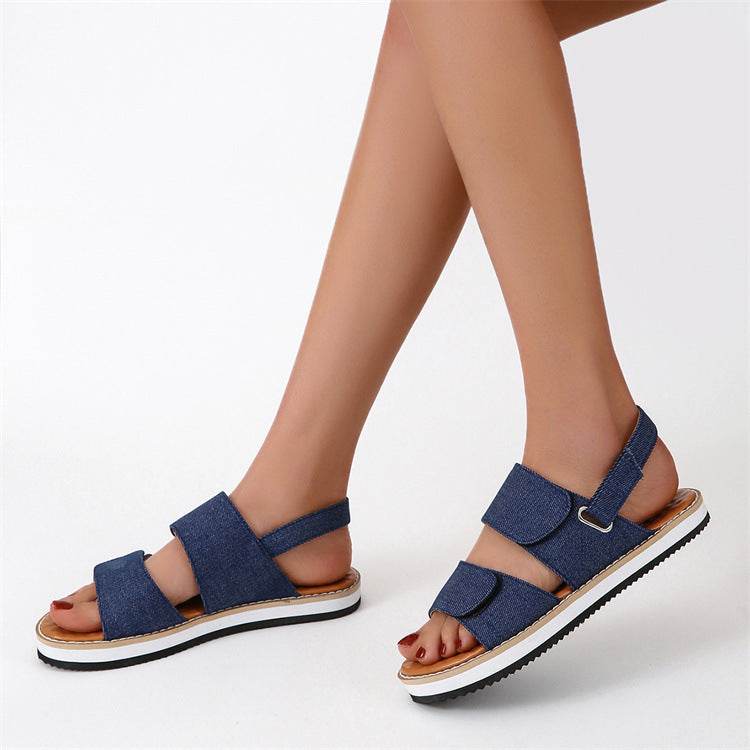 Women's Sandals Velcro Fish Mouth Flat Overfoot Shoes - Millivan supplies