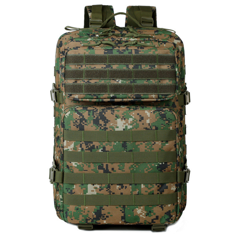 Camouflage backpack on a white background