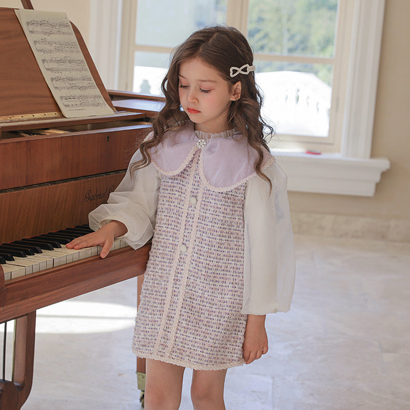 Girl's Sweet Vest And Skirt Two-Piece Suit