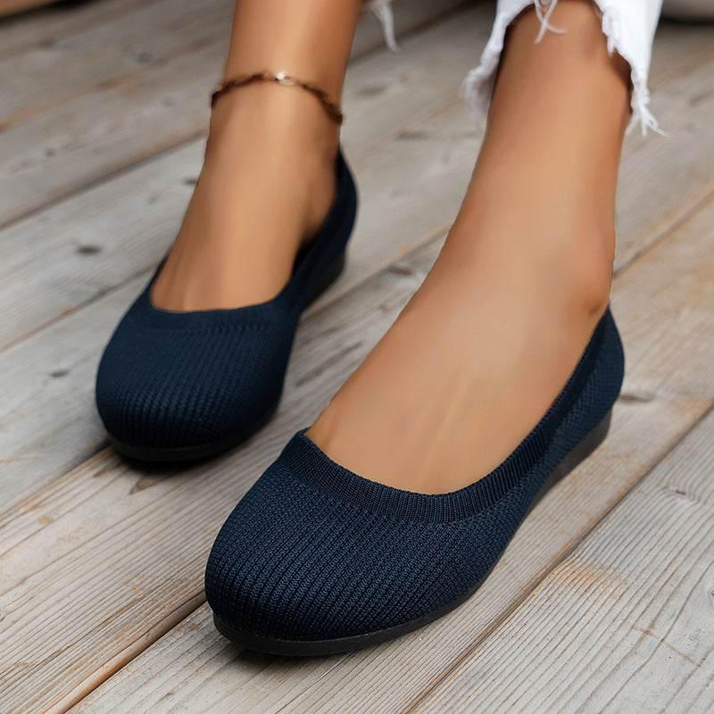 Round Toe Flats Shoes Casual Comfortable Soft Slip On Knit Mesh Shoes For Women - Millivan supplies