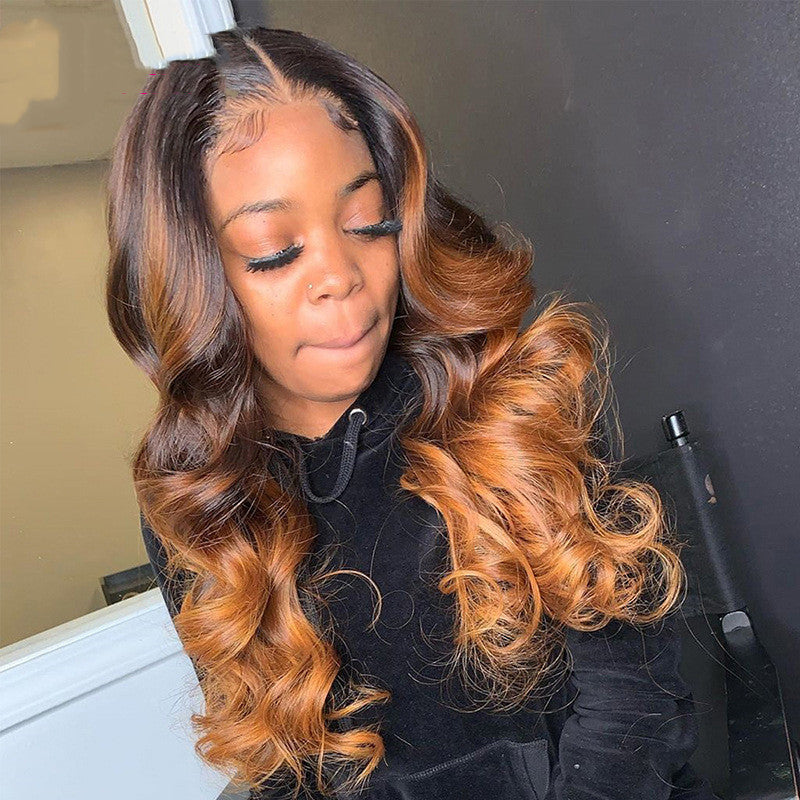 Women's T-Shape Gradient Highlight Wig - Adult Body Wave Hair Cover