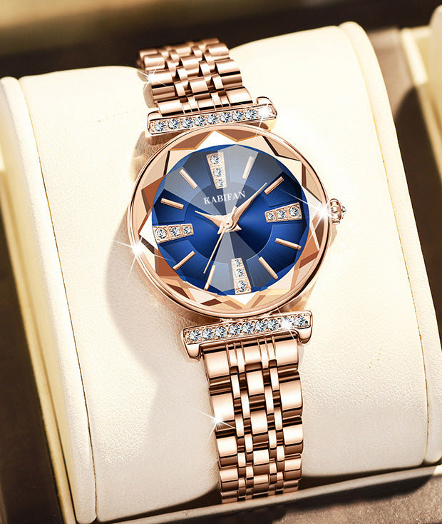 Women's Diamond Mirror Steel Watch - Waterproof Fashion