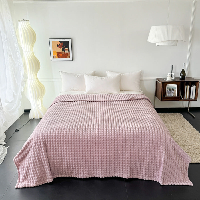 Cut Plaid Rabbit Plush Double-sided Velvet Milk Fiber Flannel Single Gift Blanket