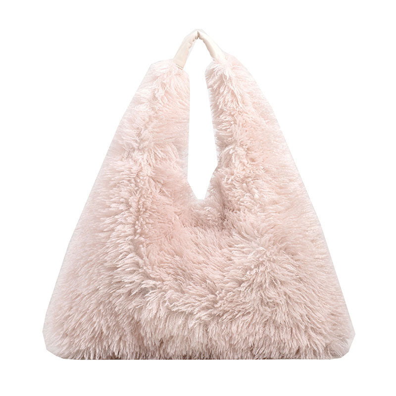 Autumn Winter Plush Handbag - Designer Tote