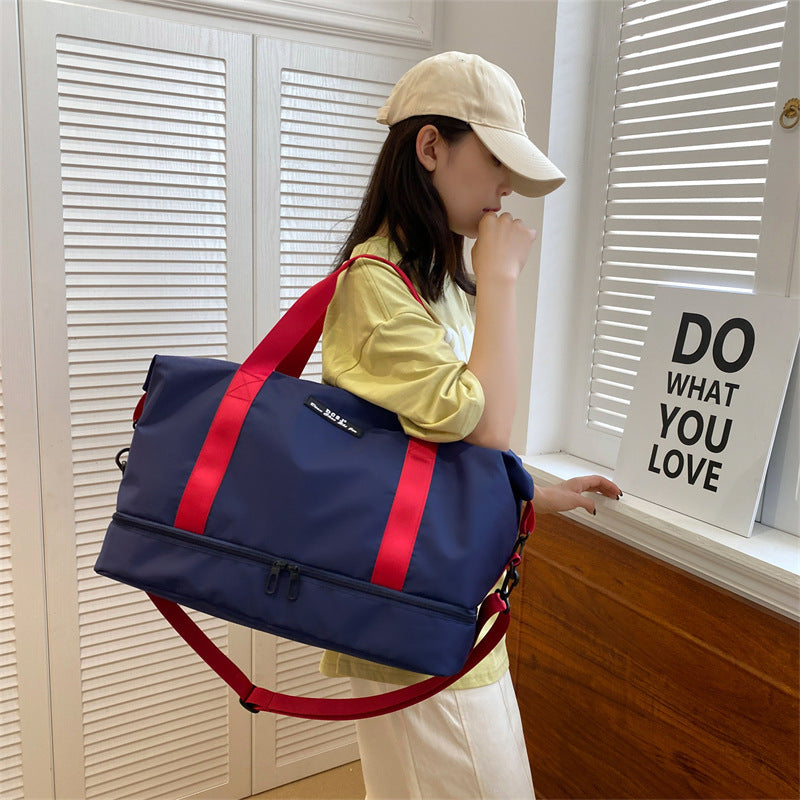 Large Capacity Waterproof Travel Duffle Bag - Women's Sports Gym Fitness Weekender with Shoe Compartment