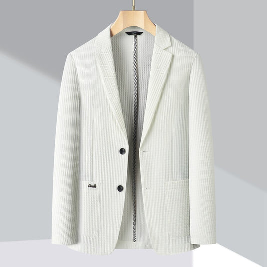 Men's Seamless Lightweight Breathable Casual Suit Top - Diamond White Multiple Sizes