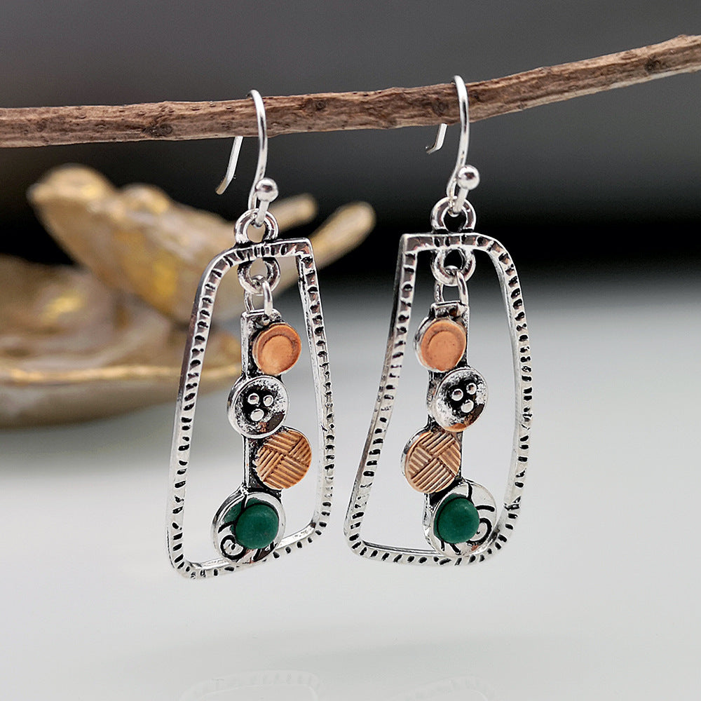 European And American Creative Geometric Turquoise Earrings