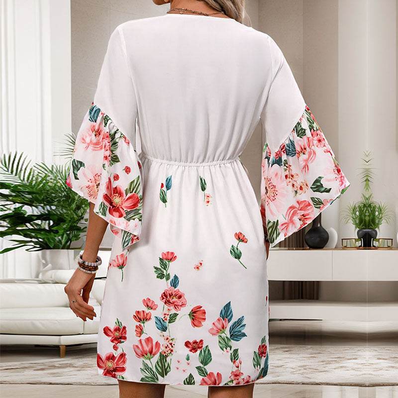 Women's Fashion Half Sleeve Printing Dress - Millivan supplies