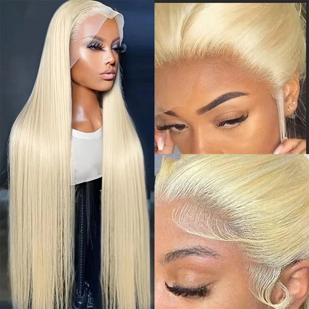 Women's Pure Color Lace Wig - Versatile Human Hair Head Cover Multiple Lengths