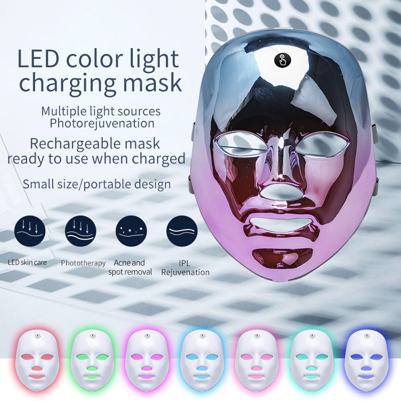 LED Rechargeable Face Mask Acne And Freckles Led Color Light Mask - Skin Rejuvenation Beauty Instrument 23×19.5×13.5cm