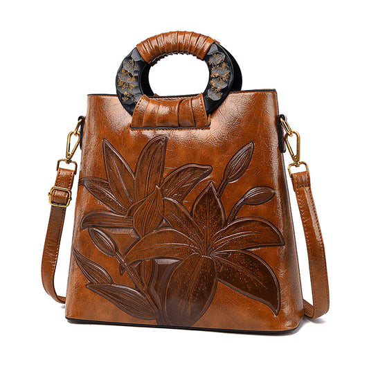 Women's Ethnic Style Floral Handbag - Large Capacity Shoulder & Crossbody Bag