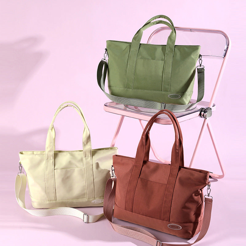 Large Capacity Korean Style Tote Bag - Trendy Solid Color Casual Shoulder Handbag for Women