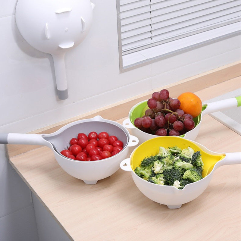 Double-layer Drain Basket Home Living Room Creative Kitchen Gadgets - Plastic 10×12.2×23cm 3 Colors