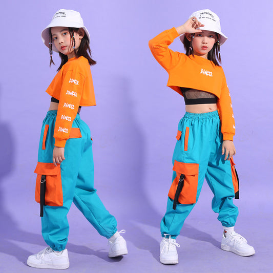 Girls' Jazz Hip Hop Costumes - Children's Dance Mesh Vest
