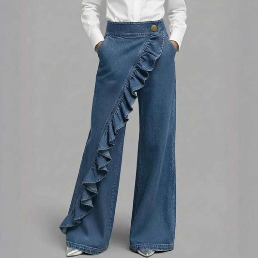 Women's Retro A-Line Irregular Hem Trousers | Black, Blue & Light Blue | S–2XL