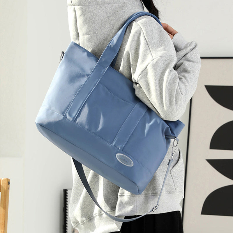 Large Capacity Korean Style Tote Bag - Trendy Solid Color Casual Shoulder Handbag for Women