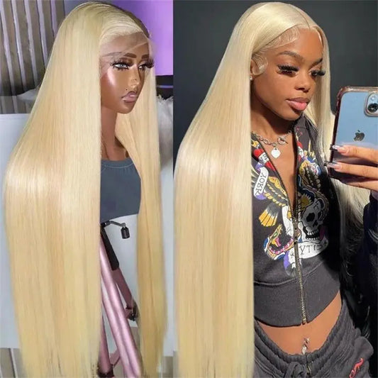 Women's Pure Color Lace Wig - Versatile Human Hair Head Cover Multiple Lengths