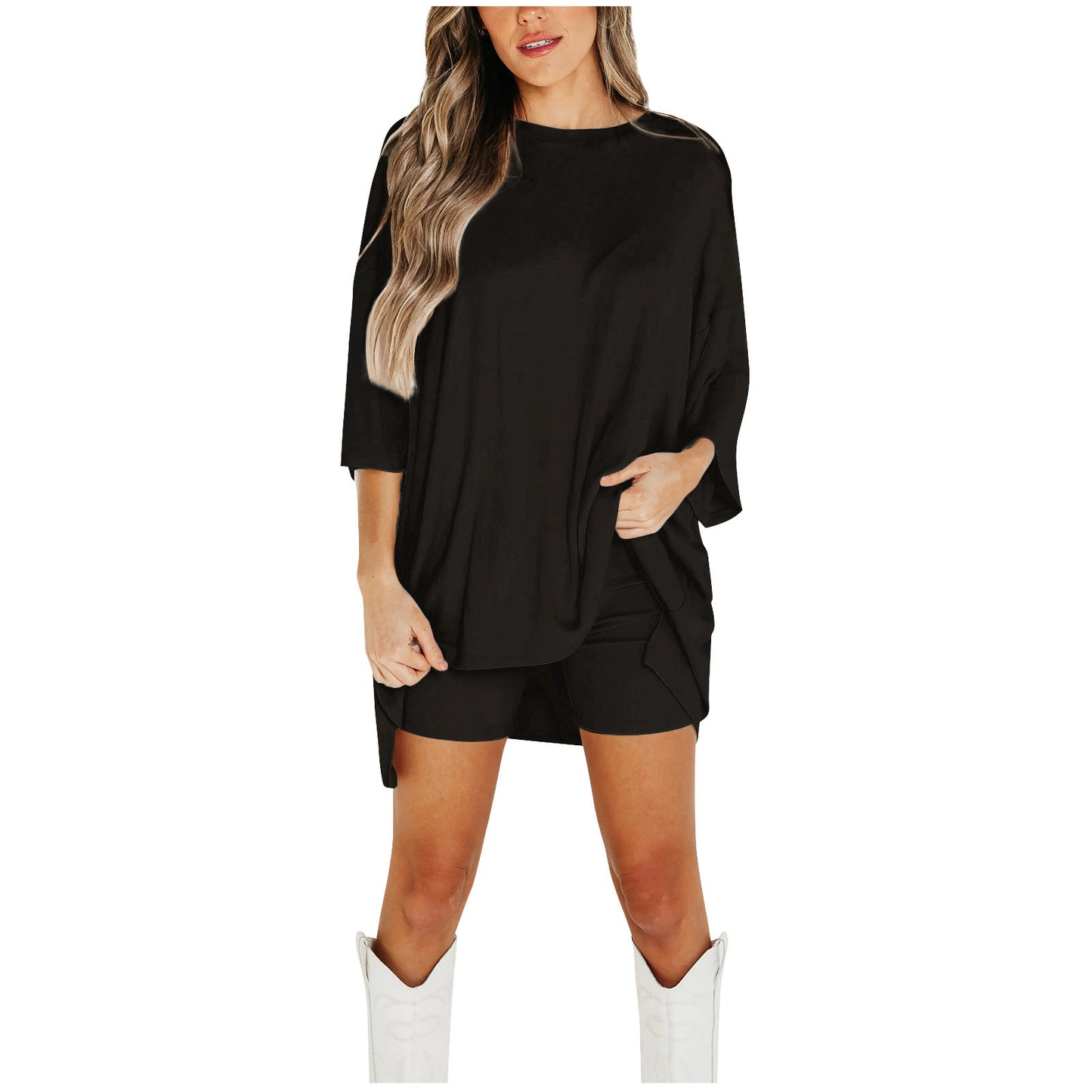 Women's Summer Shorts Suit - Wine Red T-shirt & Pants Set Multiple Sizes