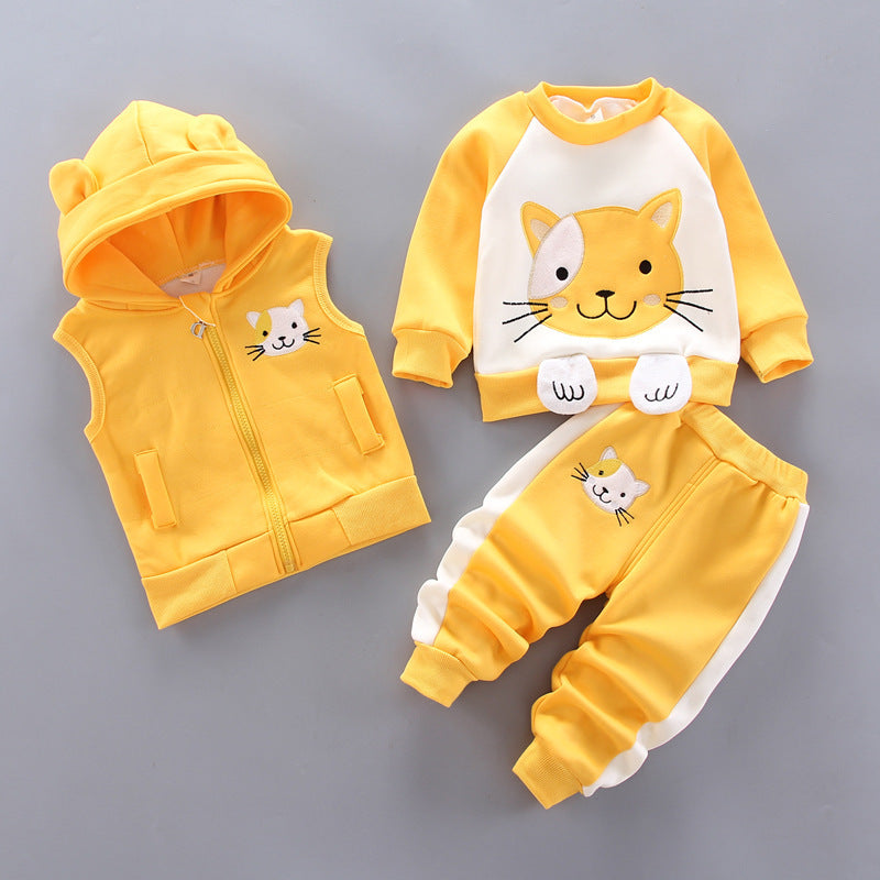 Adorable Baby Three-Piece Set - Cozy Top, Pants & Vest Outfit