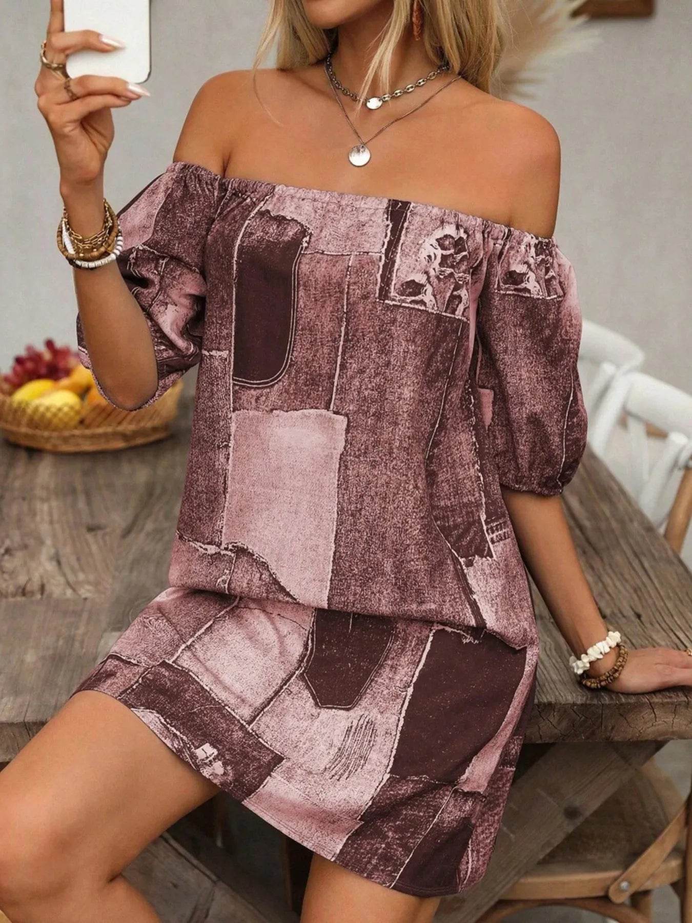 Patchwork Off Shoulder Denim Mini Dress - Millivan supplies