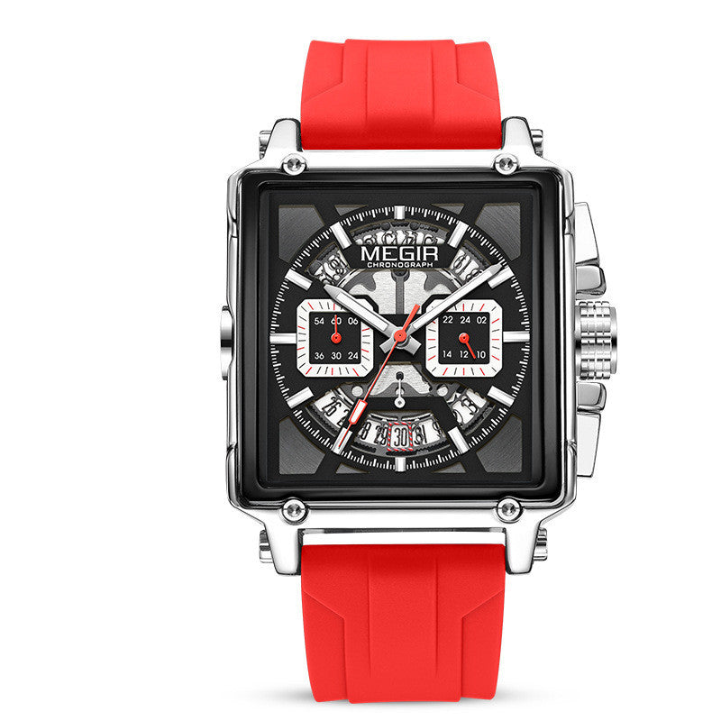 Men's Square Sports Quartz Watch - Waterproof Luminous