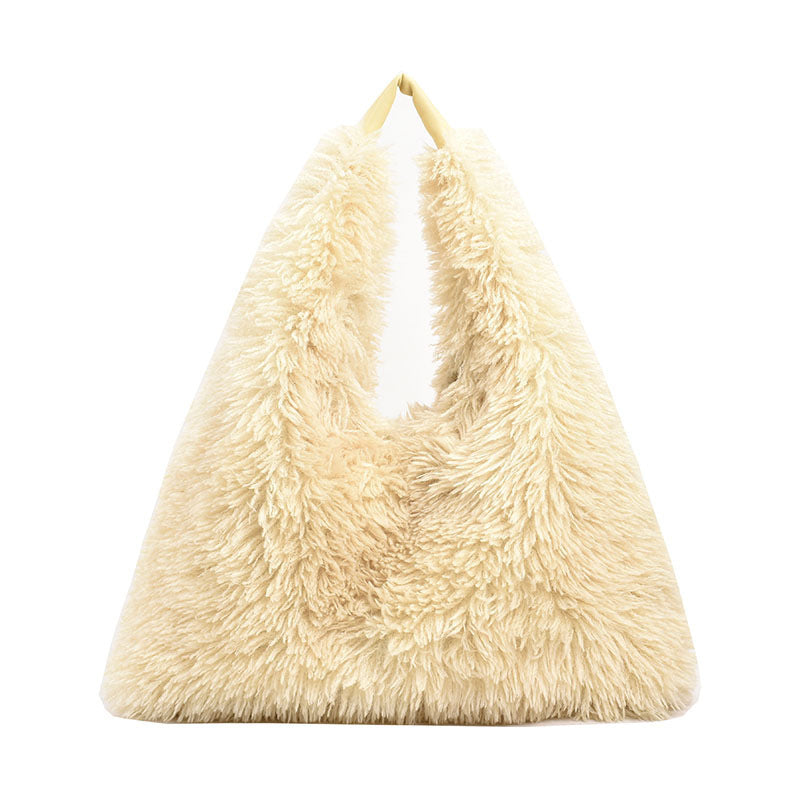 Autumn Winter Plush Handbag - Designer Tote