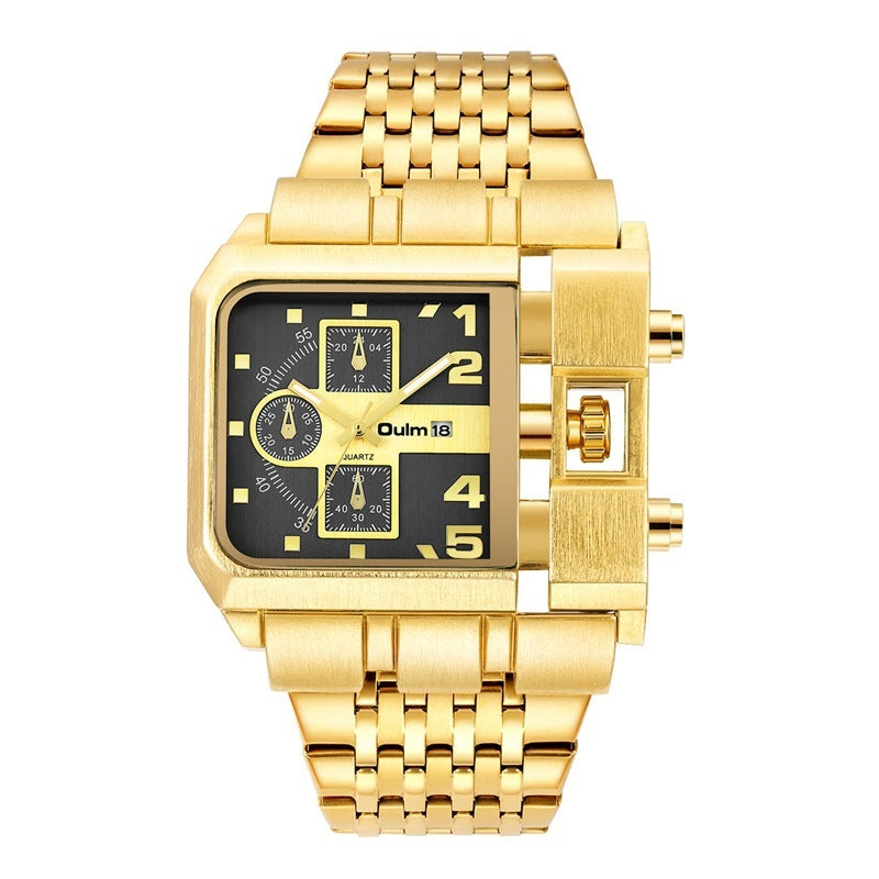 Men's Large Dial Quartz Watch - 43mm Casual