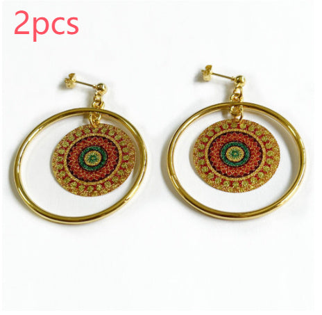 Bohe Tribe Gold Datura Flowers Pendant Earrings