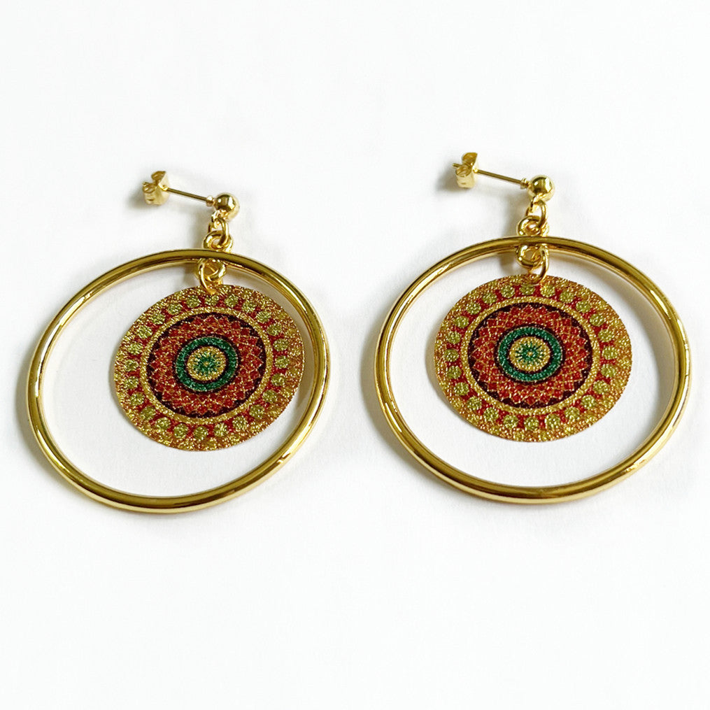 Bohe Tribe Gold Datura Flowers Pendant Earrings