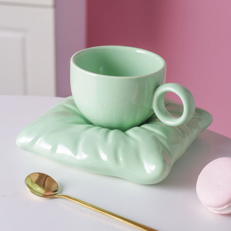 Nordic Ceramic Cup Set - Pillow Coaster 200ml Gift Box
