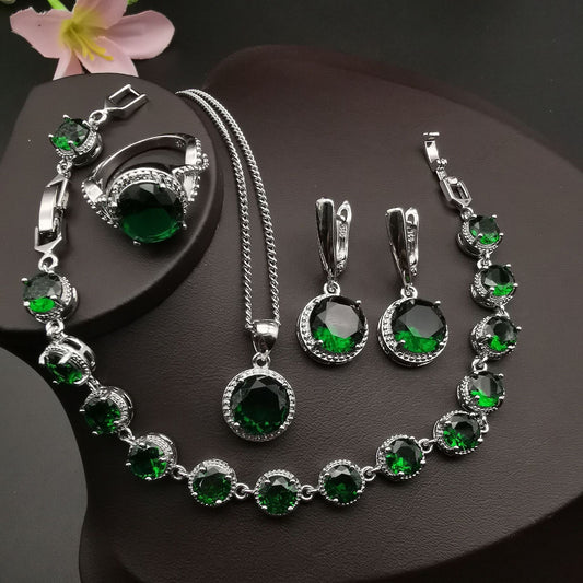 Women's Diamond Jewelry Set - Adult 4-Piece Blue Ring Set Size 10
