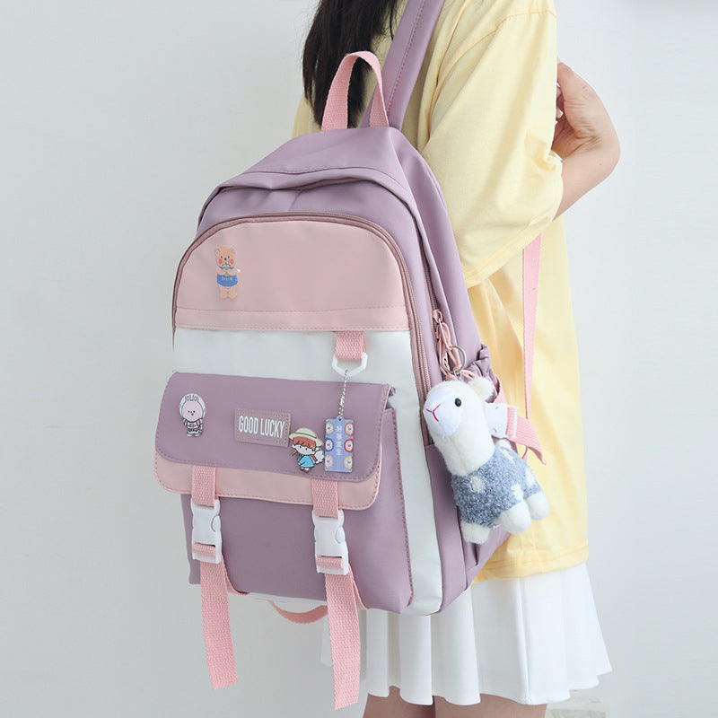 High School Girl's Simple Large-capacity Light Backpack