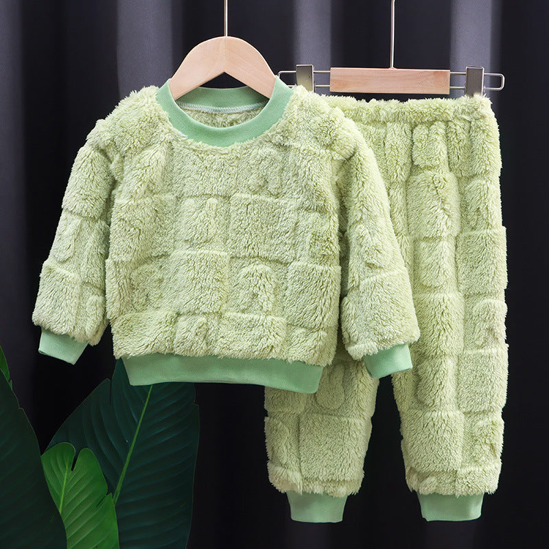 Korean Style Girls' Solid Color Pajamas - Comfortable Sleepwear Set