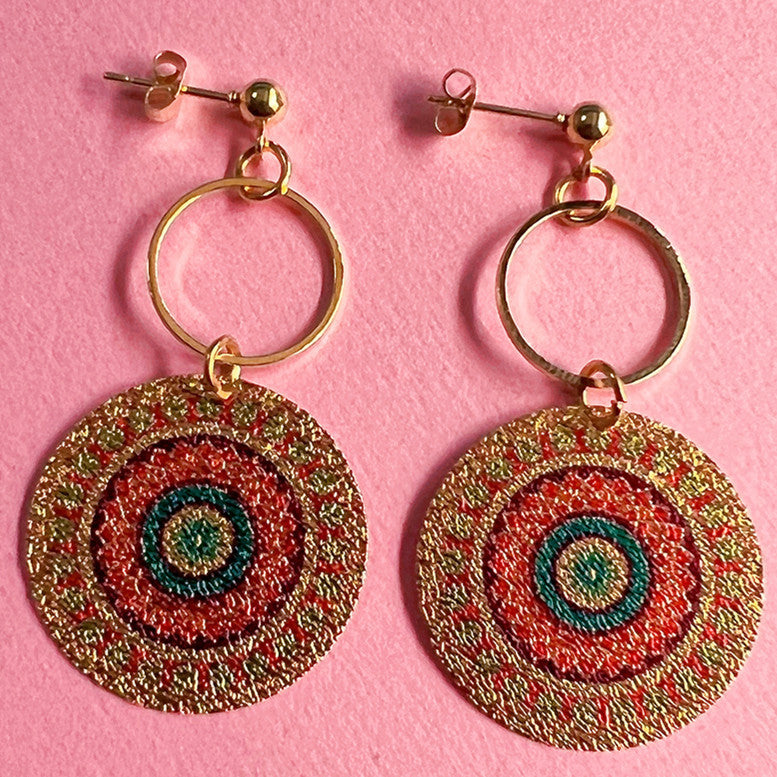Bohe Tribe Gold Datura Flowers Pendant Earrings