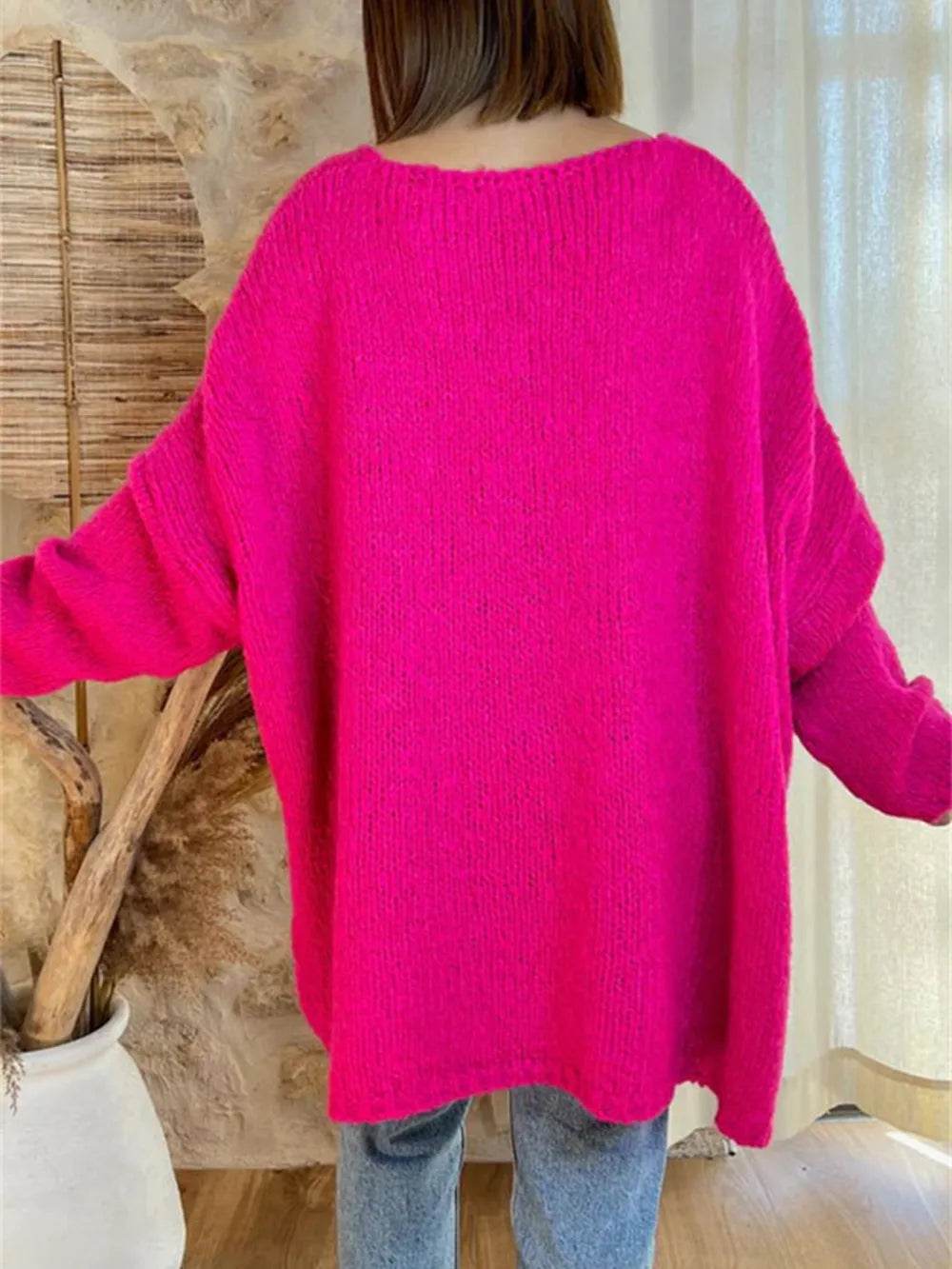 Peace Graphic V-Neck Long Sleeve Sweater - Millivan supplies