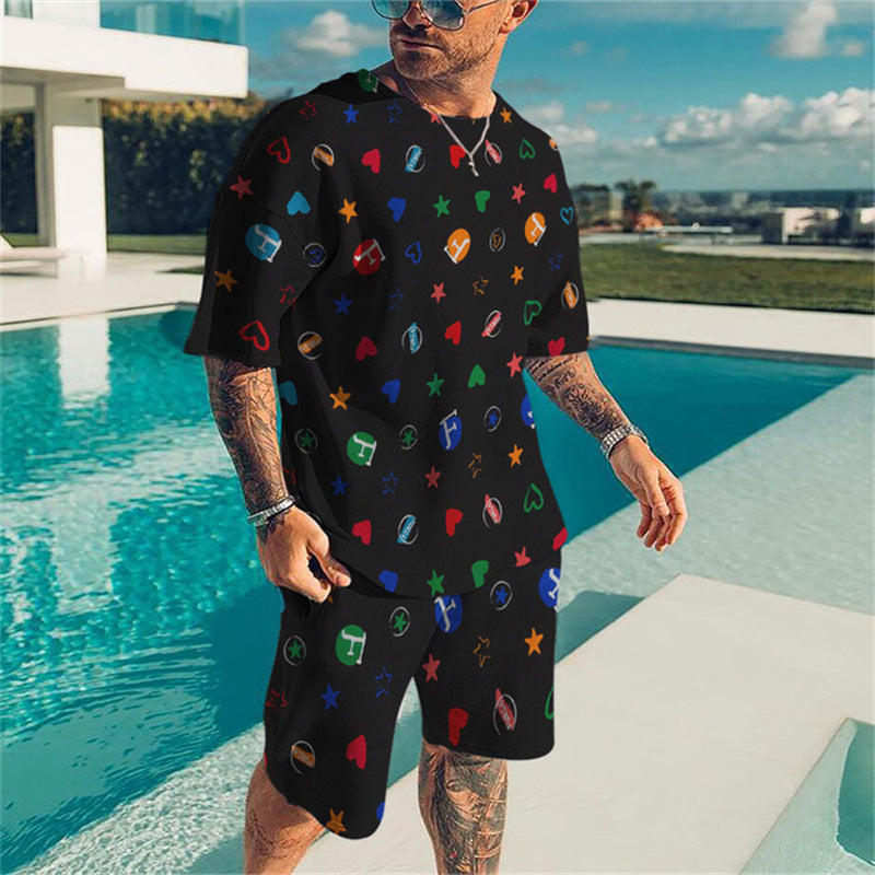 Men's 3D Printed Sports Fitness Suit - Adult Leisure Athletic Wear