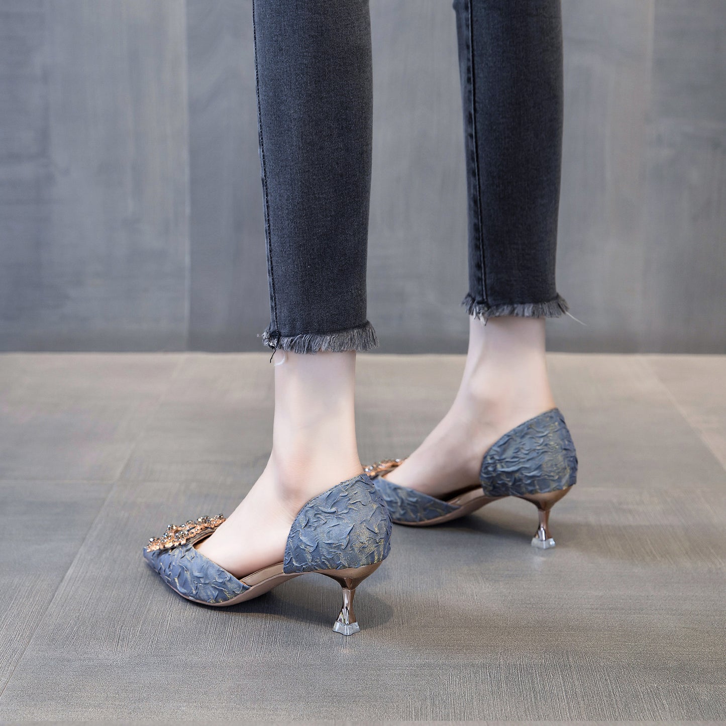 Women's High-Heeled Pointed Shoes - Adult Buckle Hollow Design