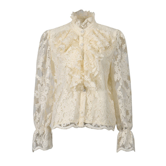 White lace blouse on a white background
