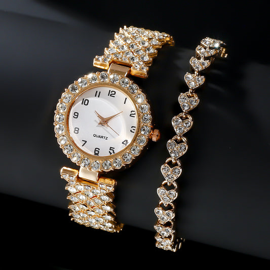 Luxury Women's Watch & Bracelet Set - 2-Piece Fashion
