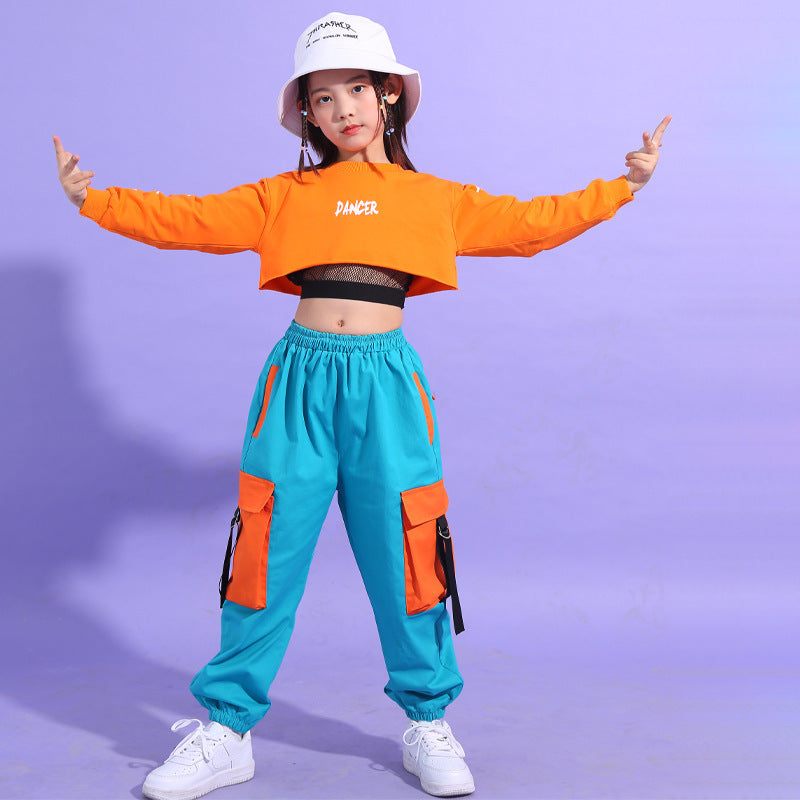 Girls' Jazz Hip Hop Costumes - Children's Dance Mesh Vest
