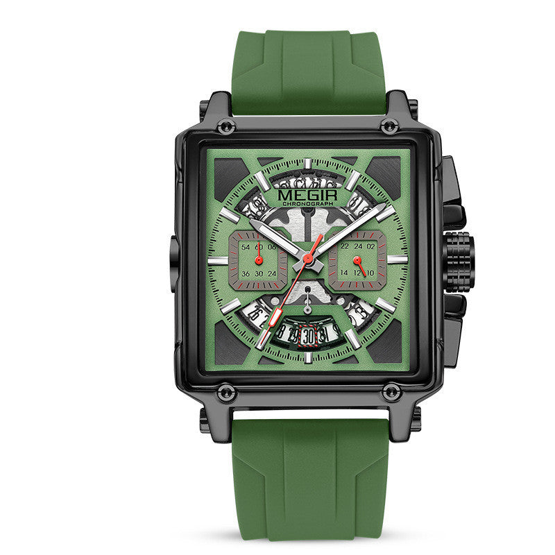 Men's Square Sports Quartz Watch - Waterproof Luminous