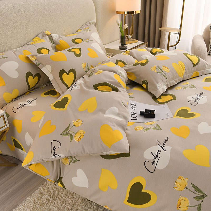 Household Pure Cotton Four-piece Set Sanded Sheets Bedding