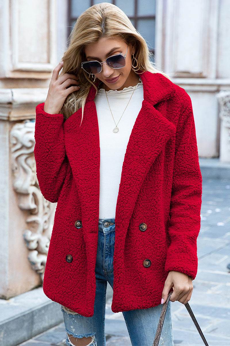 Ivy Lane Full Size Lapel Collar Sherpa Coat - Millivan supplies
